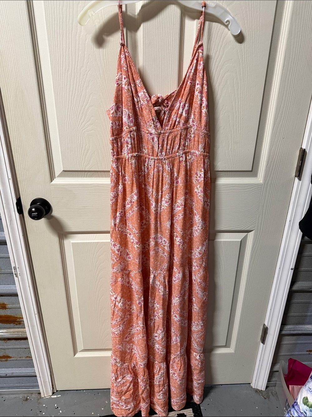 SO Orange Floral Maxi Slip Dress with Adjustable Straps